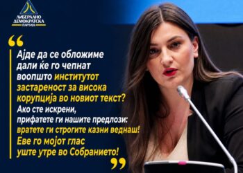 Зајкова ја критикува реформата на Кривичниот законик: „Кога ќе застаруваат предметите, правдата ќе ја чекаме во Брисел“